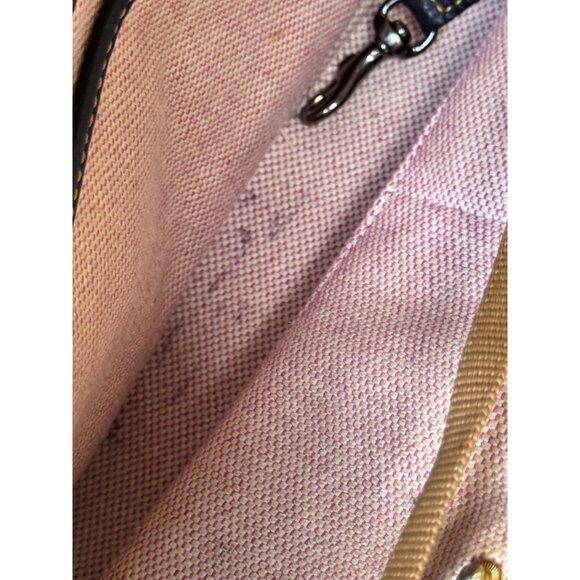 Dooney & Bourke Black Leather Tote Bag With Brown Trim & Gold Logo - Picture 10 of 10